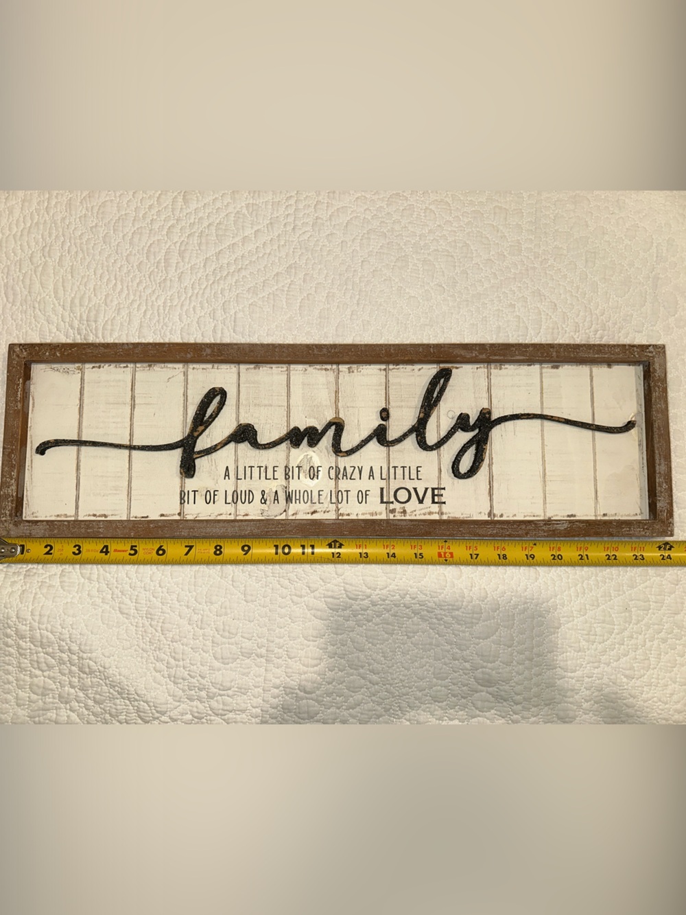 Source Unknown White & Brown "Family" Wooden Wall Sign
